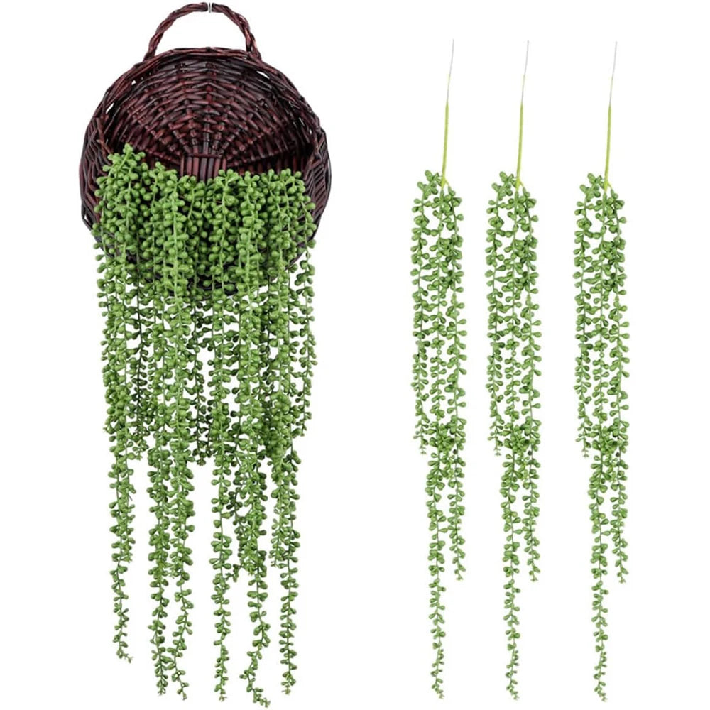 Artificial Hanging Eucalyptus Plant – Potted Rattan Vine for Room, Wall, Shelf & Home Interior Décor