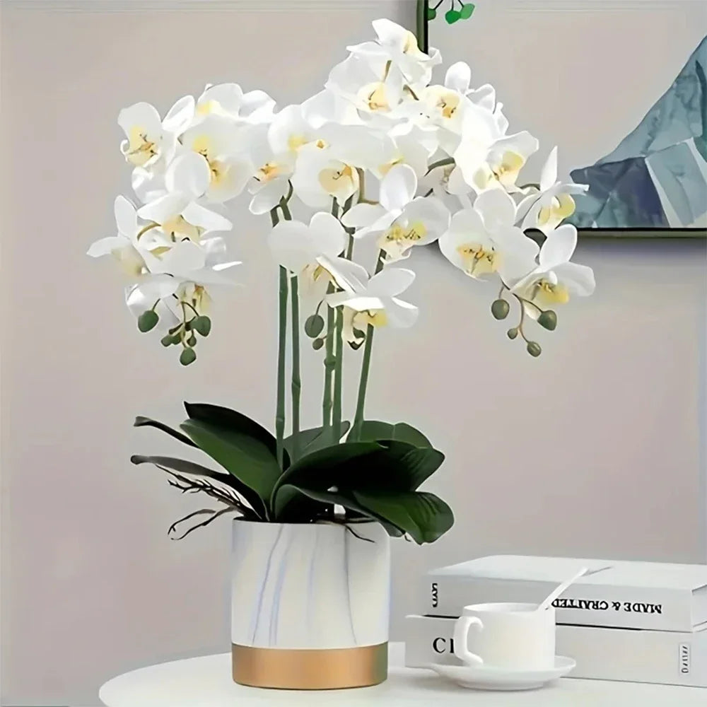 69cm Real Touch Artificial Phalaenopsis Orchid Stems – Faux Flower Branches for Wedding, Floral Arrangements & Home Décor