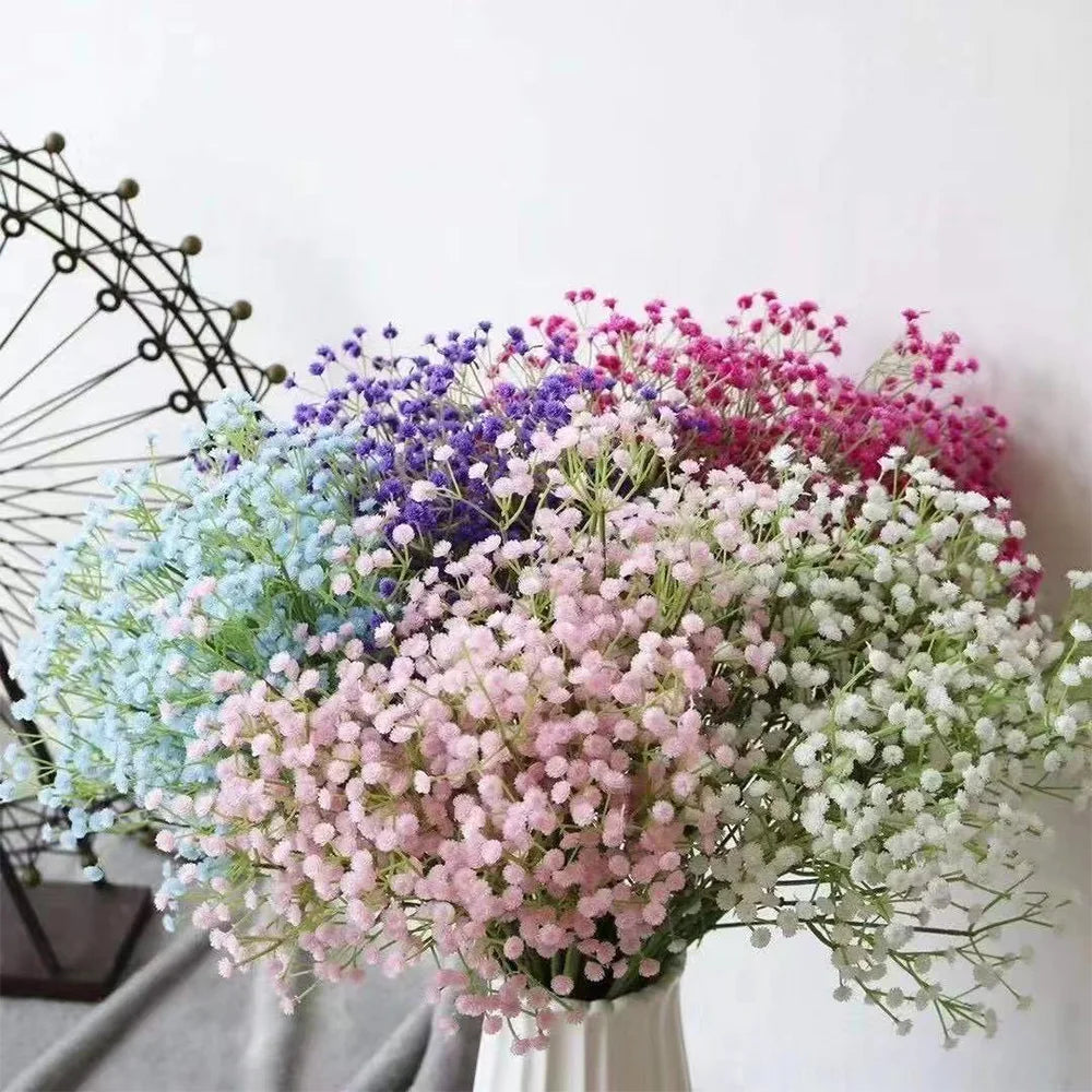 108-Head 63cm Baby’s Breath Artificial Flowers – Plastic Gypsophila for DIY Floral Bouquets, Wedding, Party, & Home Decoration