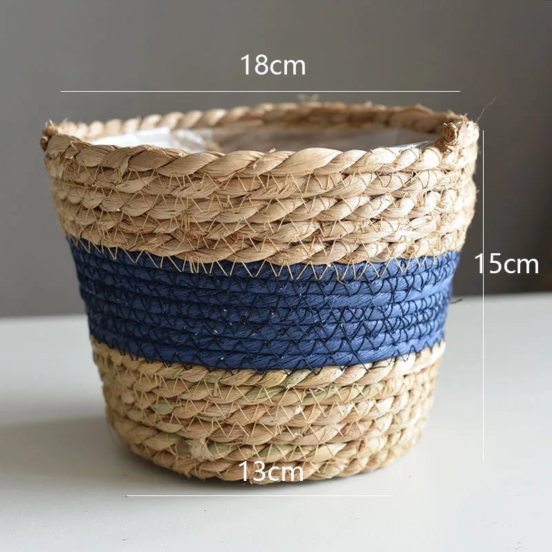 Straw Woven Plant Pot Basket – Grass Planter Basket for Indoor & Outdoor Plants, Flower Pot Cover & Container