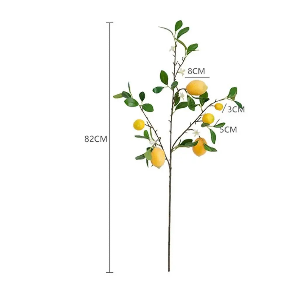 European Style Artificial Lemon Branch – Green Plant for Home Décor, Flower Arrangements, and Decorative Accents