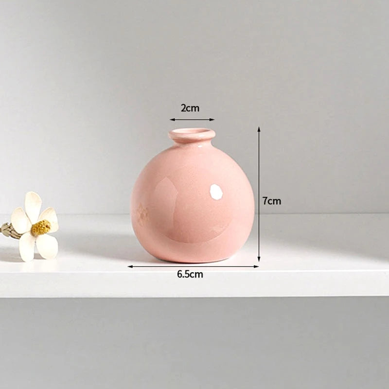 Nordic Ceramic Flower Vase – Creative Mini Hydroponic Plant Bottle for Room Décor & Desktop Ornament