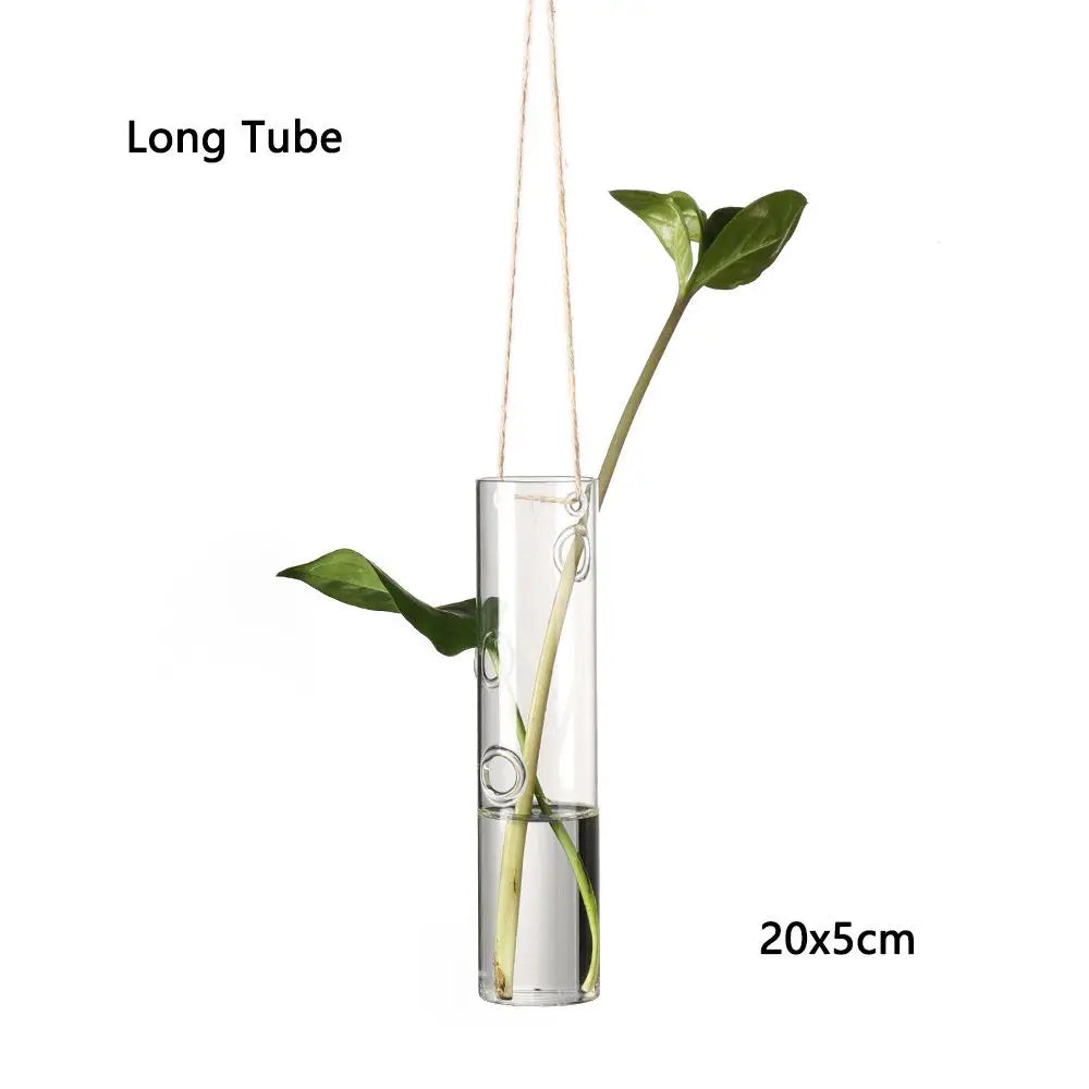 Cute Bulb/Bird/Angel/Peach/Water Droplet Glass Vase – Eye-Catching Transparent Hanging Hydroponic Plant Pot Container