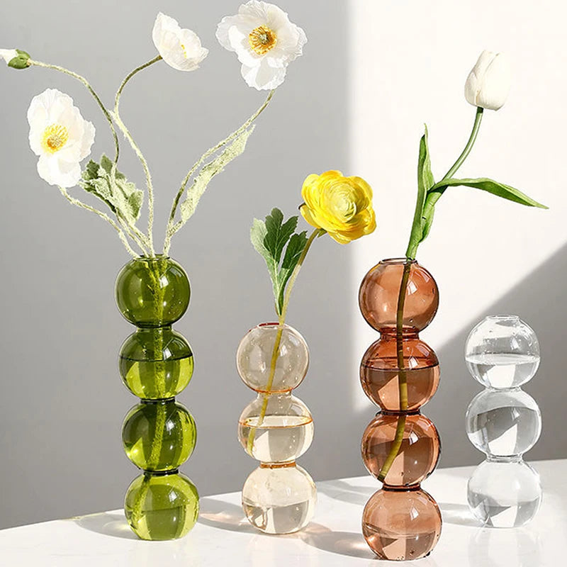 Nordic Glass Bubble Vase – Modern Spherical Flower Vase for Flower Arrangements, Home Décor & Birthday Gifts