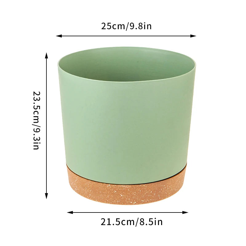 Large Circular Plastic Plant Pot – Indoor Succulent Planter with Drainage Tray for Home Décor & Bonsai