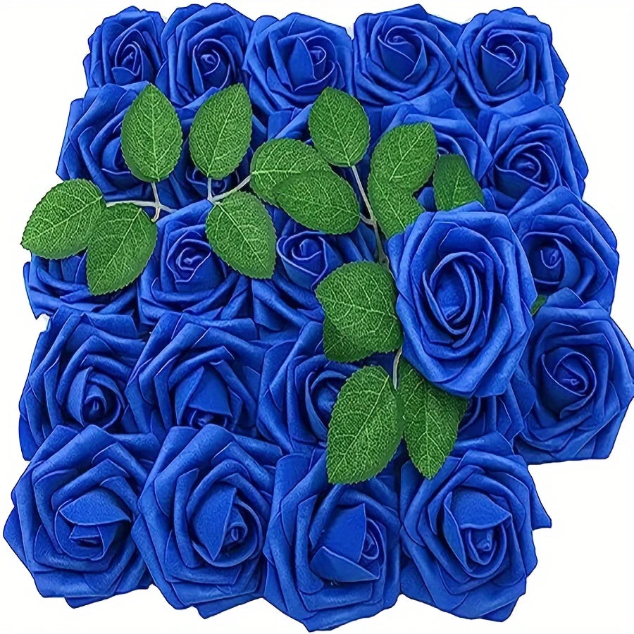 25pcs Artificial Roses with Stems – Fake Flowers for DIY Wedding Bouquets, Centerpieces, Party & Home Décor