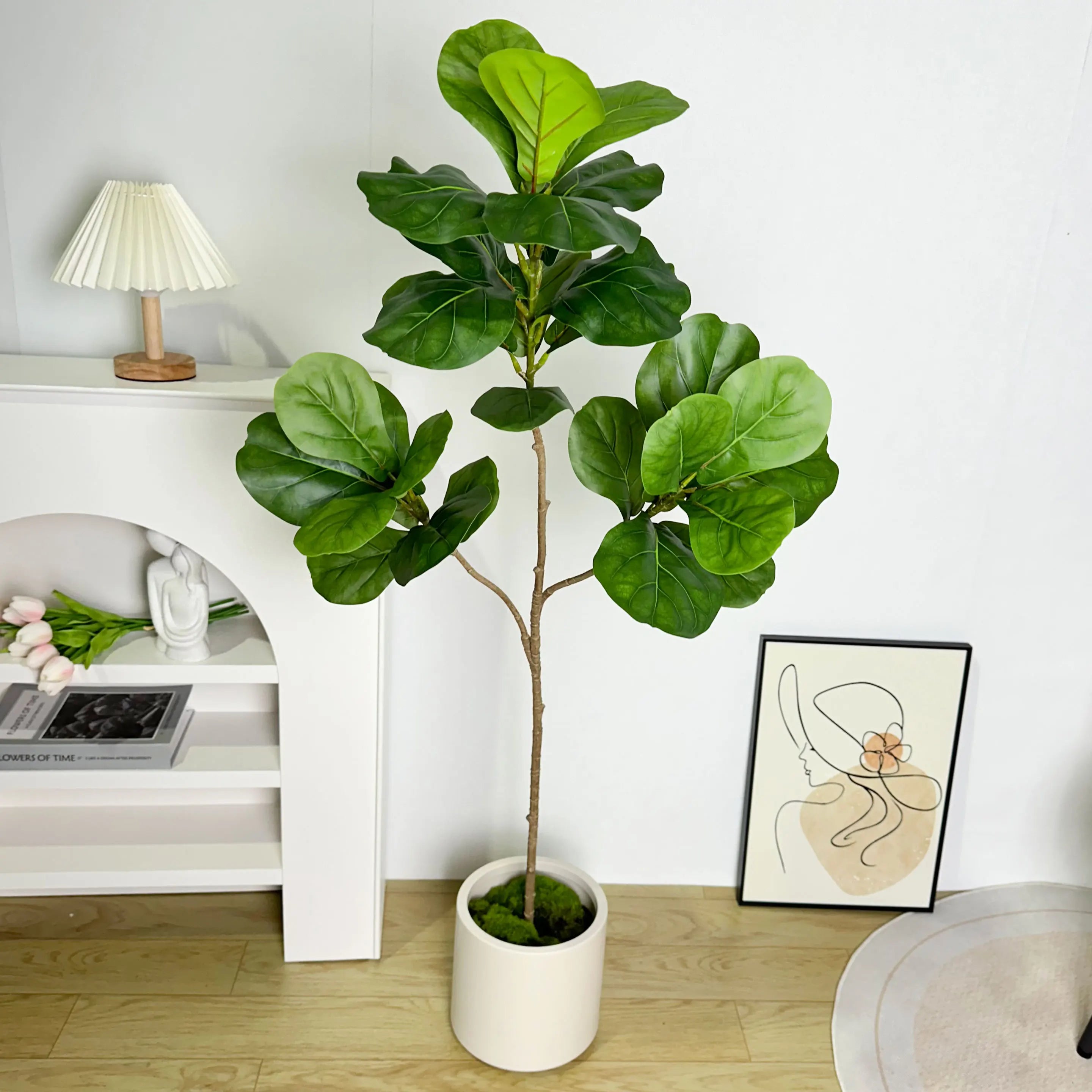 70/135cm Artificial Ficus Tree – Large Faux Banyan Rubber Plant with Plastic Leaves for Home & Garden Décor