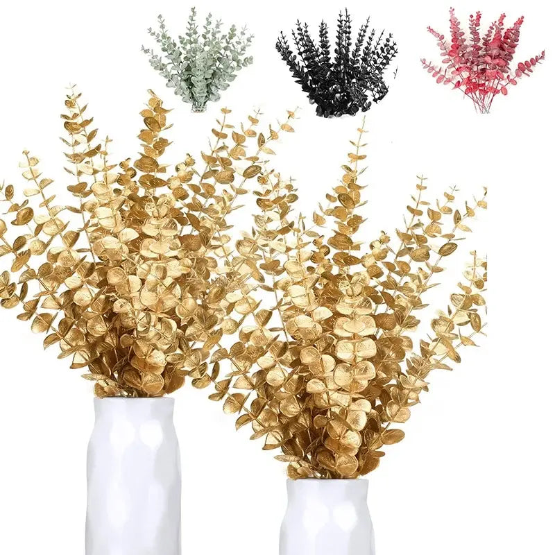 10pcs Artificial Eucalyptus Stems – Realistic Faux Greenery for Bouquets, Wedding Centerpieces, Home & Holiday Décor