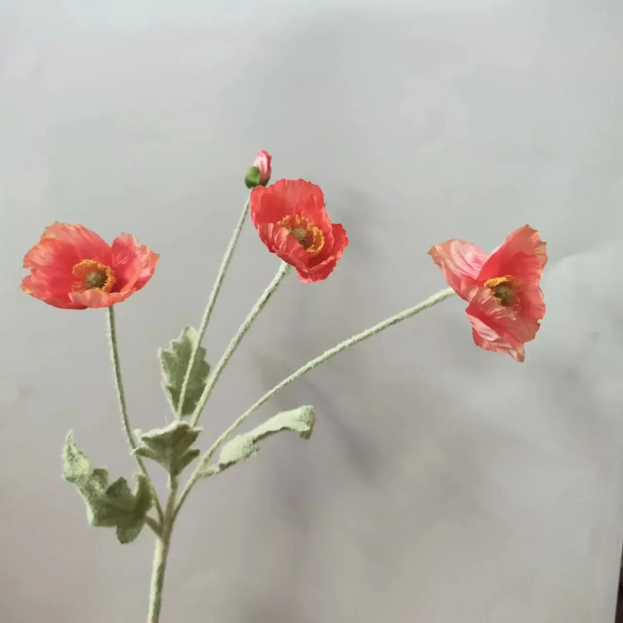 Artificial Poppy Silk Flowers – Long Stem Fake Flowers for Housewarming, Garden, Table, Wedding, DIY Party & Bridal Bouquet Décor