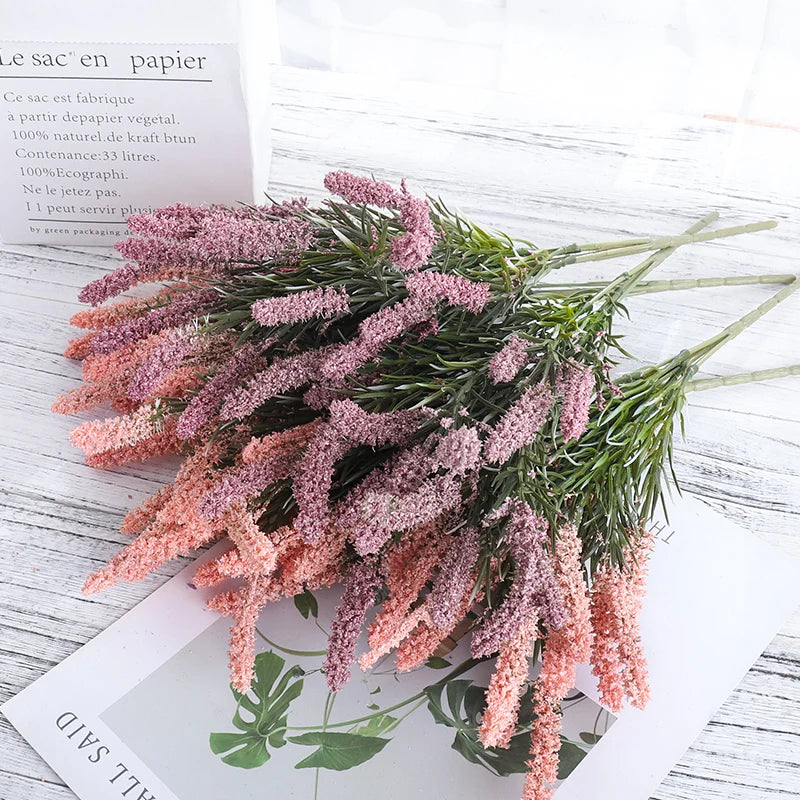 Artificial Lavender Foam Flowers Bouquet – Faux Plants for Christmas, Wedding, Home, Office, Indoor & Outdoor Table Decoration