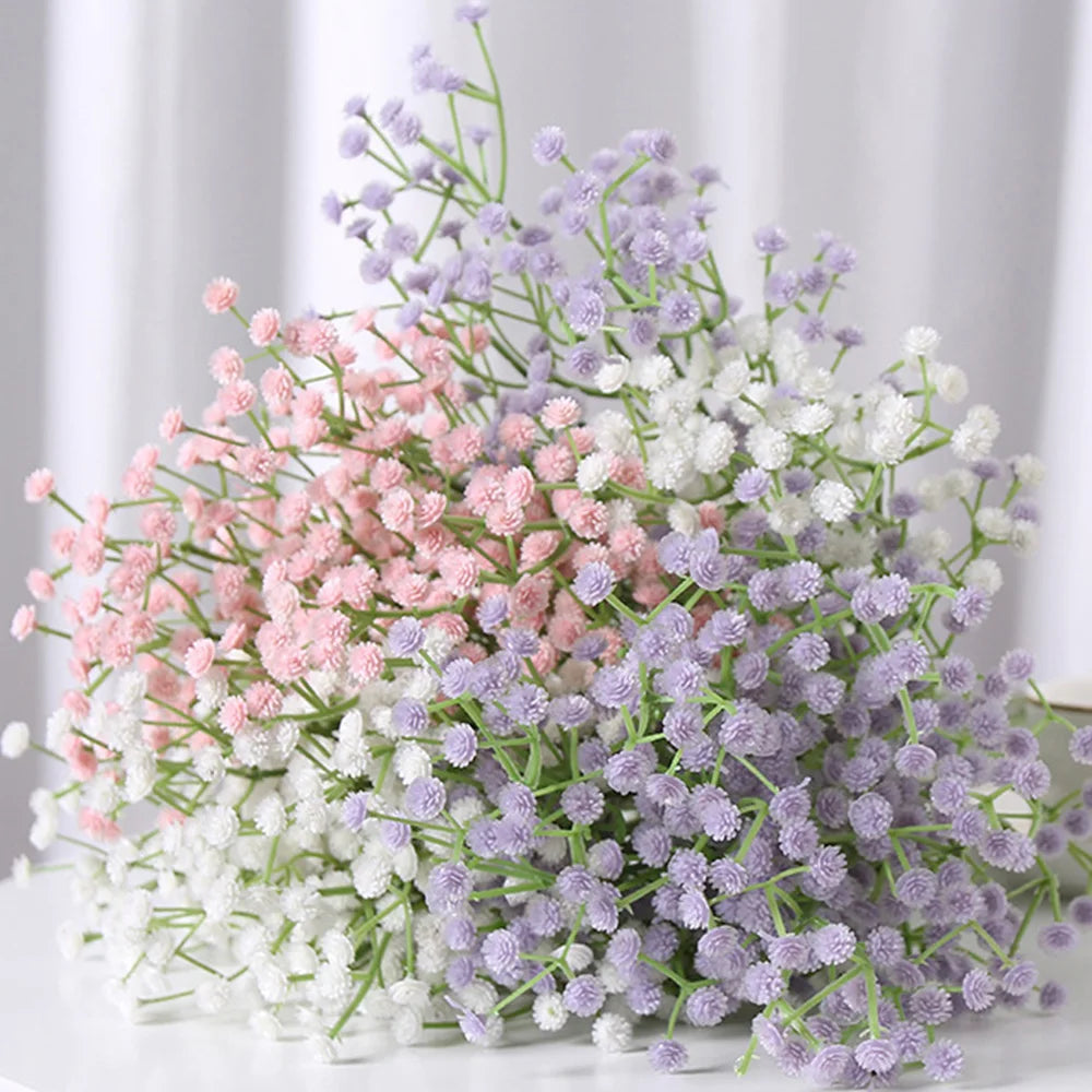 108-Head 63cm Baby’s Breath Artificial Flowers – Plastic Gypsophila for DIY Floral Bouquets, Wedding, Party, & Home Decoration