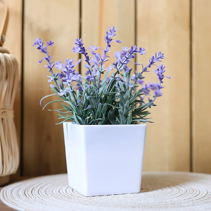 1pc Artificial Lavender Potted Plant – Realistic Faux Lavender for Home & Office Décor, Housewarming Gifts, Desktop Decoratio