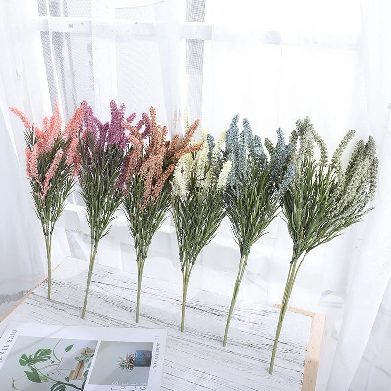 Artificial Lavender Foam Flowers Bouquet – Faux Plants for Christmas, Wedding, Home, Office, Indoor & Outdoor Table Decoration