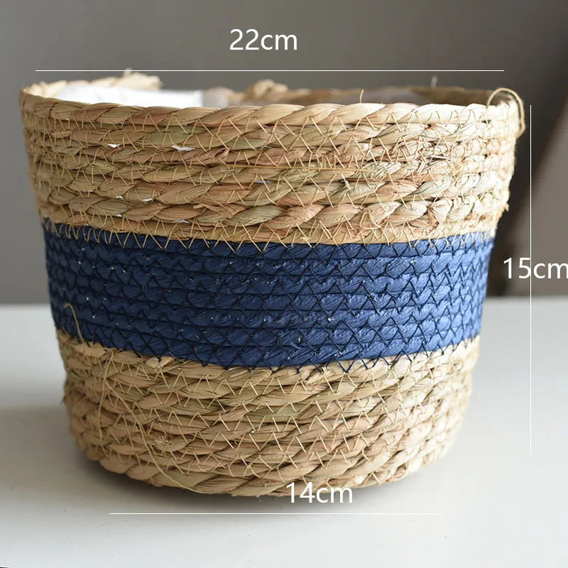 Straw Woven Plant Pot Basket – Grass Planter Basket for Indoor & Outdoor Plants, Flower Pot Cover & Container