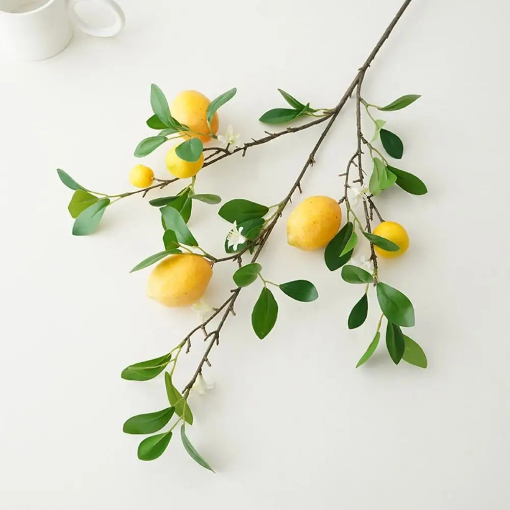 European Style Artificial Lemon Branch – Green Plant for Home Décor, Flower Arrangements, and Decorative Accents