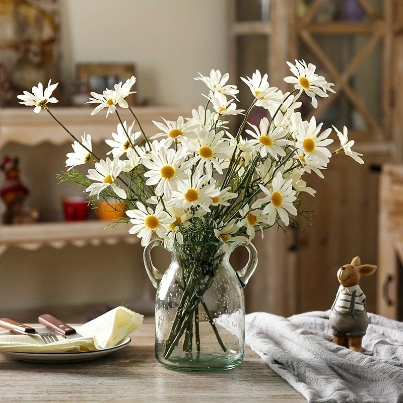 5Pcs 50cm Artificial Daisy Flower Bouquet – 5-Head Faux Flowers for Home, Wedding, Bridal Décor, DIY Garden, and Table Arrangements