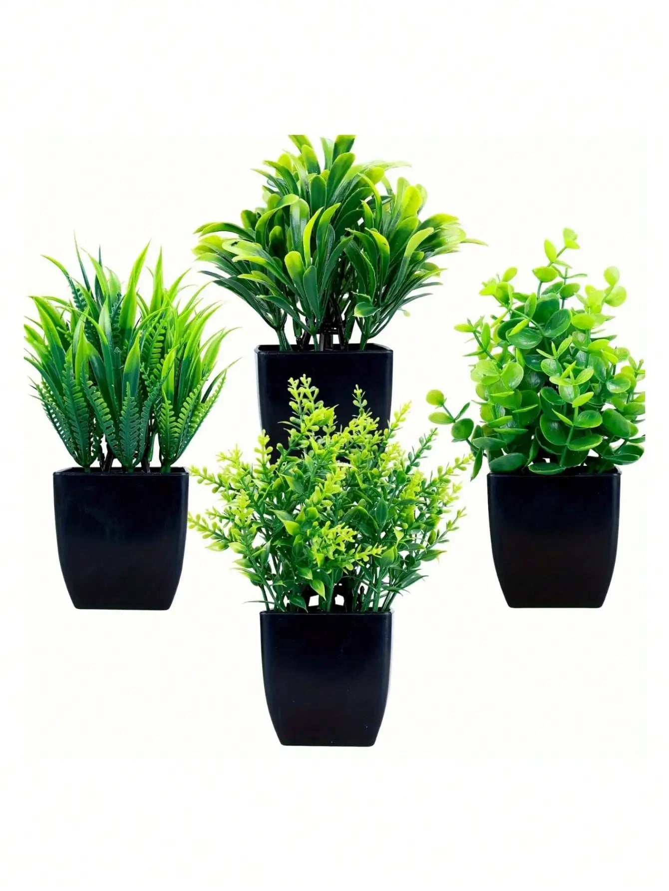 Mini Artificial Eucalyptus Plant in Black Pot – Faux Potted Greenery for Indoor Home, Office, Farmhouse & Bathroom Décor