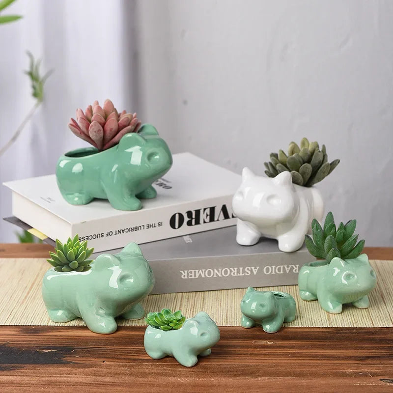 Creative Ceramic Mini Succulent Planter – Cute Flower Pot with Drainage Hole for Home Garden & Outdoor Décor