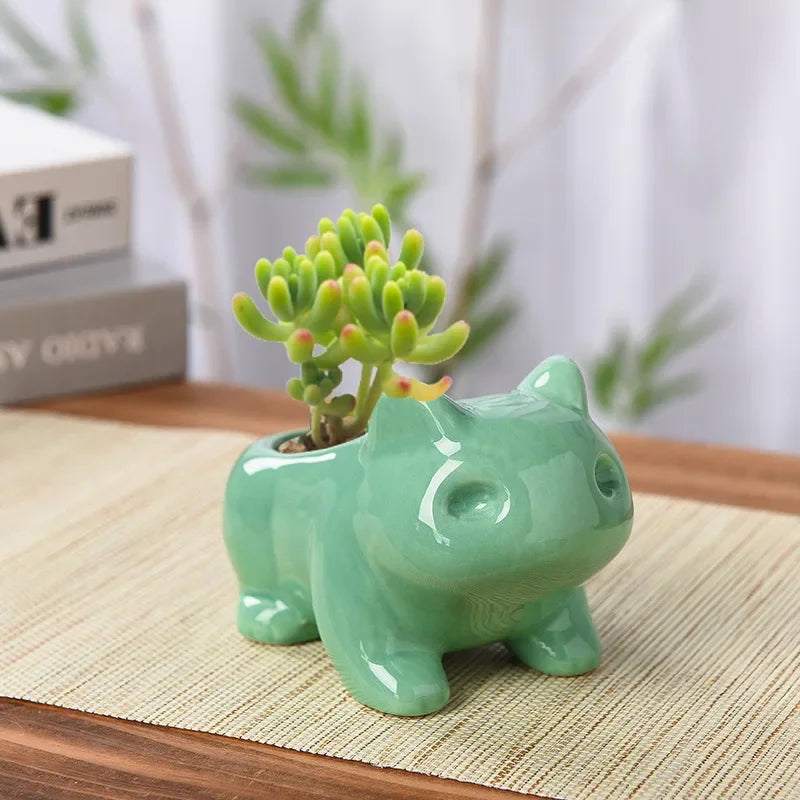 Creative Ceramic Mini Succulent Planter – Cute Flower Pot with Drainage Hole for Home Garden & Outdoor Décor