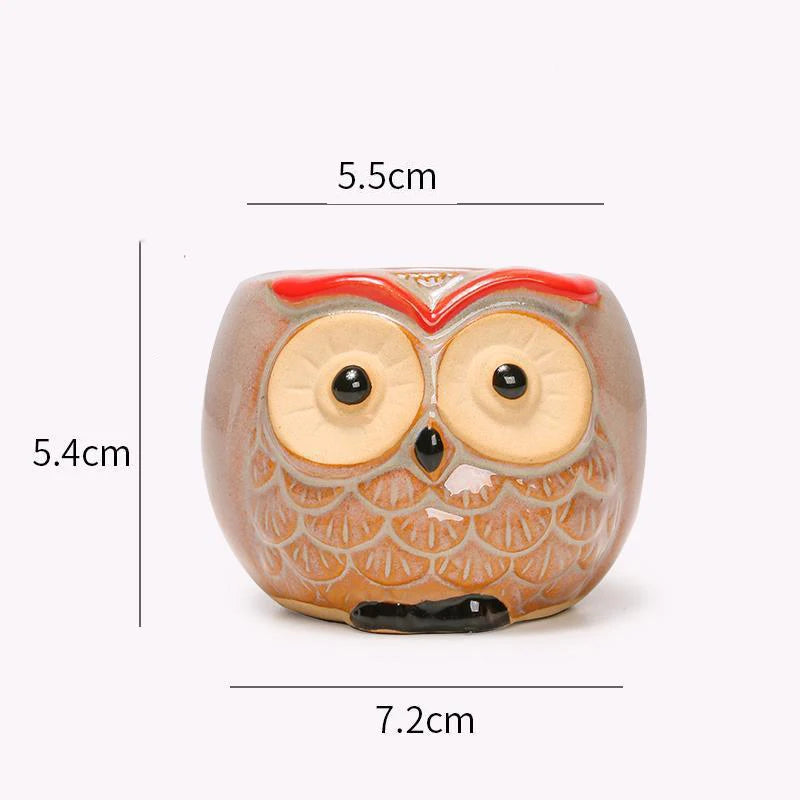 Cute Owl Ceramic Succulent Planter – Mini Animal Flower Pot for Cactus, Garden & Office Décor