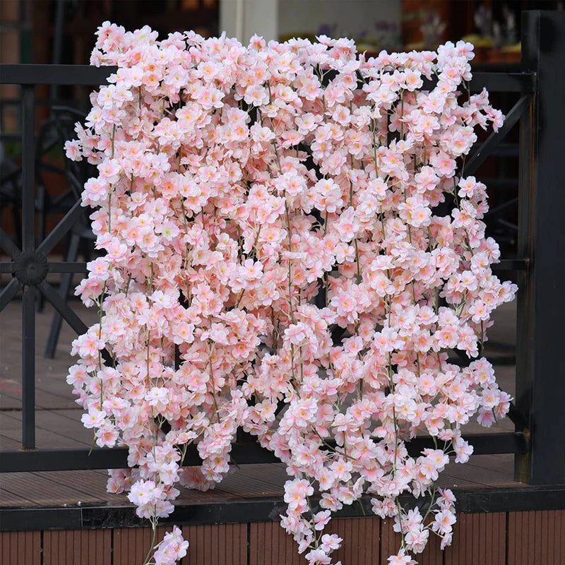 180CM Artificial Sakura Flower Vine – Silk Rose Garland for Wedding, Garden Arch, Home Party, Christmas & Bridal Décor