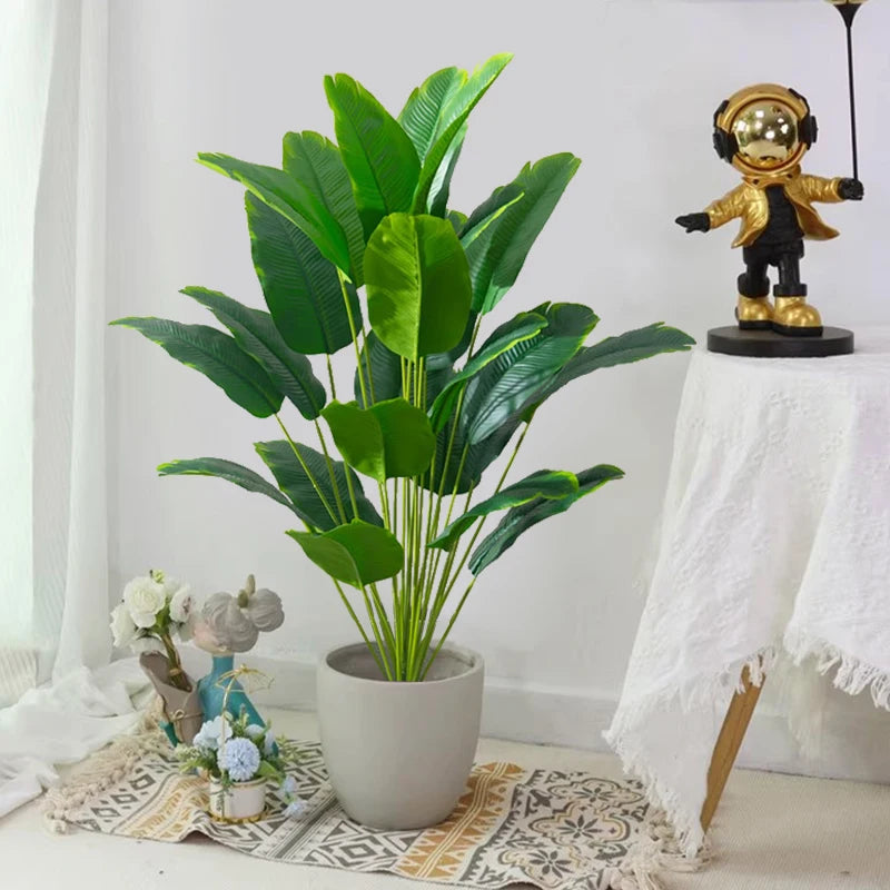 Artificial Tropical Palm Tree – Large Faux Banana Plant with Real Touch Monstera Leaves for Home, Garden & Party Décor