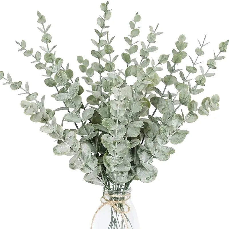 10pcs Artificial Eucalyptus Stems – Realistic Faux Greenery for Bouquets, Wedding Centerpieces, Home & Holiday Décor