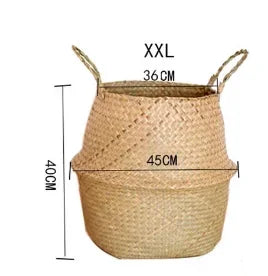 Seaweed Wicker Rattan Hanging Basket – Multi-Purpose Flowerpot, Laundry Basket, and Storage Organiser