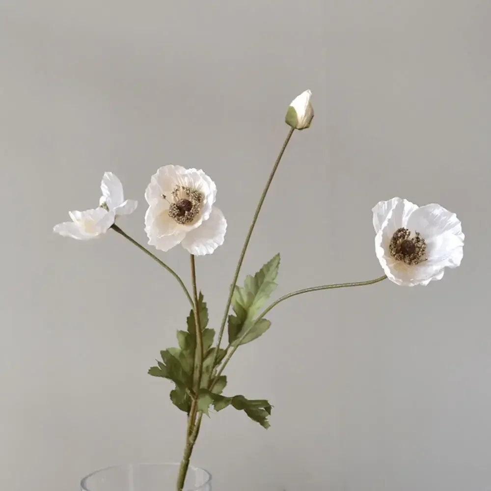 Artificial Poppy Silk Flowers – Long Stem Fake Flowers for Housewarming, Garden, Table, Wedding, DIY Party & Bridal Bouquet Décor