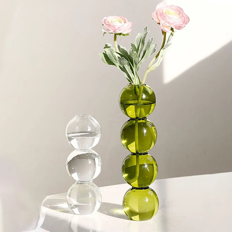 Nordic Glass Bubble Vase – Modern Spherical Flower Vase for Flower Arrangements, Home Décor & Birthday Gifts