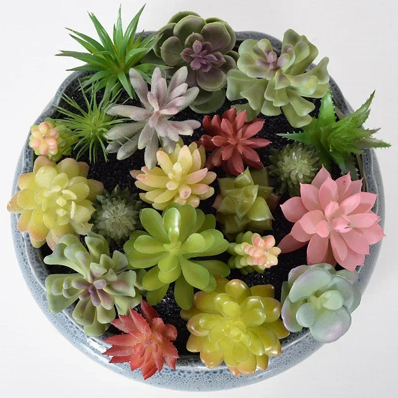 12pcs Artificial Succulent Plants – Green Faux Succulents for Home Garden, Desktop, Bonsai & Small Flower Décor