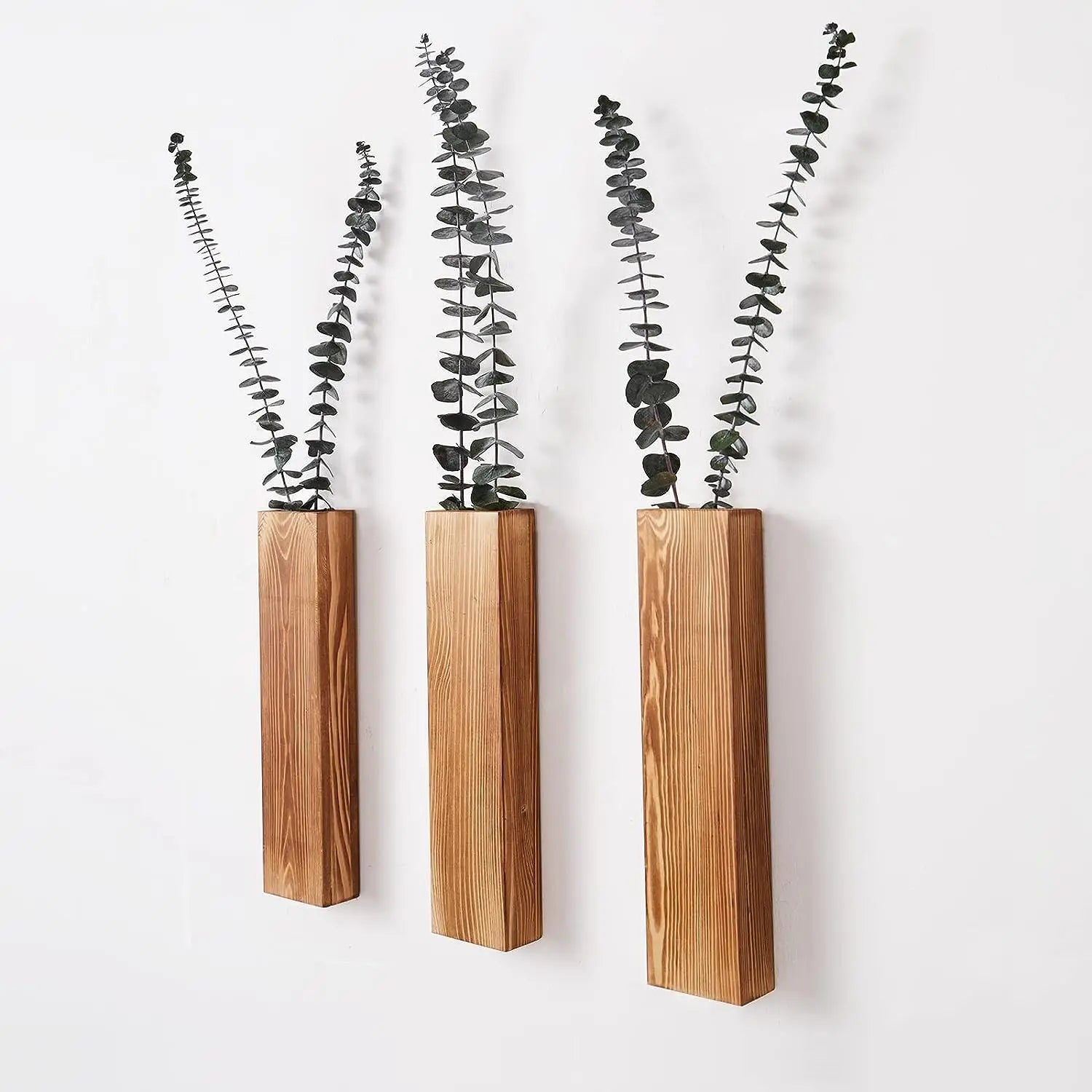 Wood Wall Planter – Hanging Wooden Plant Holder for Artificial Flowers & Plants, Wall Décor for Living Room