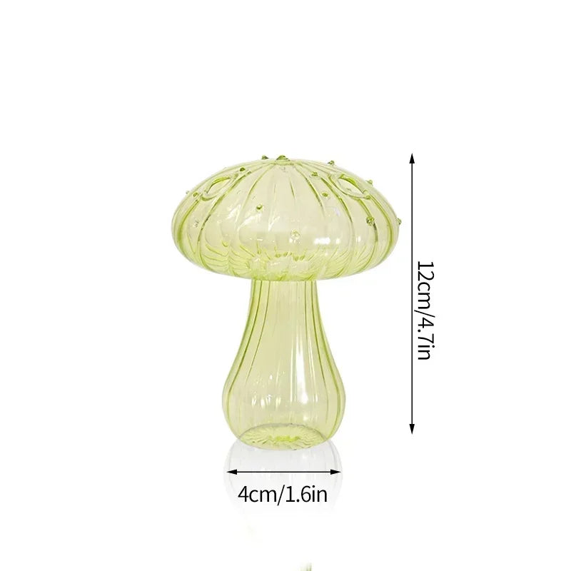 Transparent Mushroom Glass Vase – Decorative Flower Bottle for Flowers, Hydroponic Plants & Room Décor