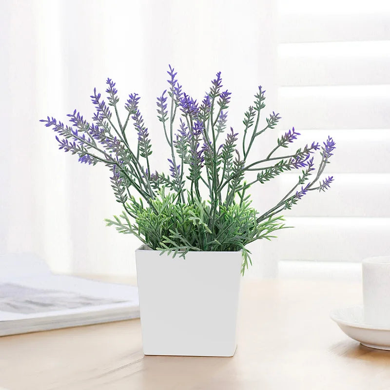 1pc Artificial Lavender Potted Plant – Realistic Faux Lavender for Home & Office Décor, Housewarming Gifts, Desktop Decoratio