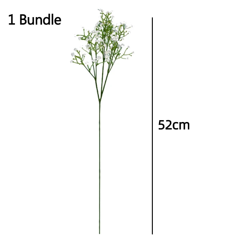 90 Heads 52cm White Artificial Baby's Breath Flowers – Fake Bouquet for Wedding, DIY Arrangements & Home Décor