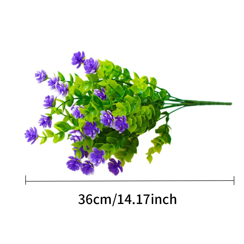 1 Bundle UV-Resistant Artificial Flowers – Outdoor Fake Shrubs & Greenery for Office, Kitchen, Wedding, and Garden Décor