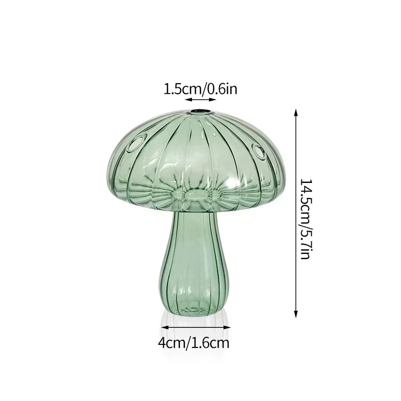 Transparent Mushroom Glass Vase – Decorative Flower Bottle for Flowers, Hydroponic Plants & Room Décor