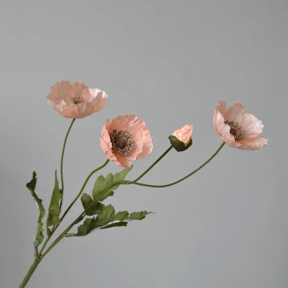 Artificial Poppy Silk Flowers – Long Stem Fake Flowers for Housewarming, Garden, Table, Wedding, DIY Party & Bridal Bouquet Décor