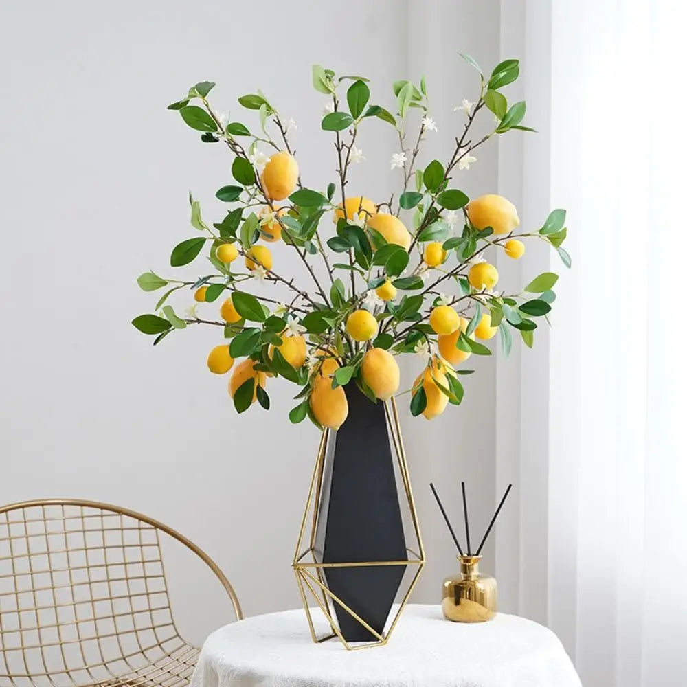 European Style Artificial Lemon Branch – Green Plant for Home Décor, Flower Arrangements, and Decorative Accents