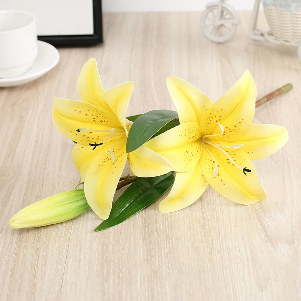 Realistic 3D Printed White Lily Branch – Artificial Flowers for Wedding, Home & Garden Décor