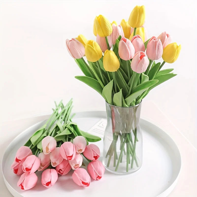 10Pcs Artificial Tulip Bouquet – Realistic PE Foam Fake Flowers for Wedding, Home, Garden & Ceremony Décor