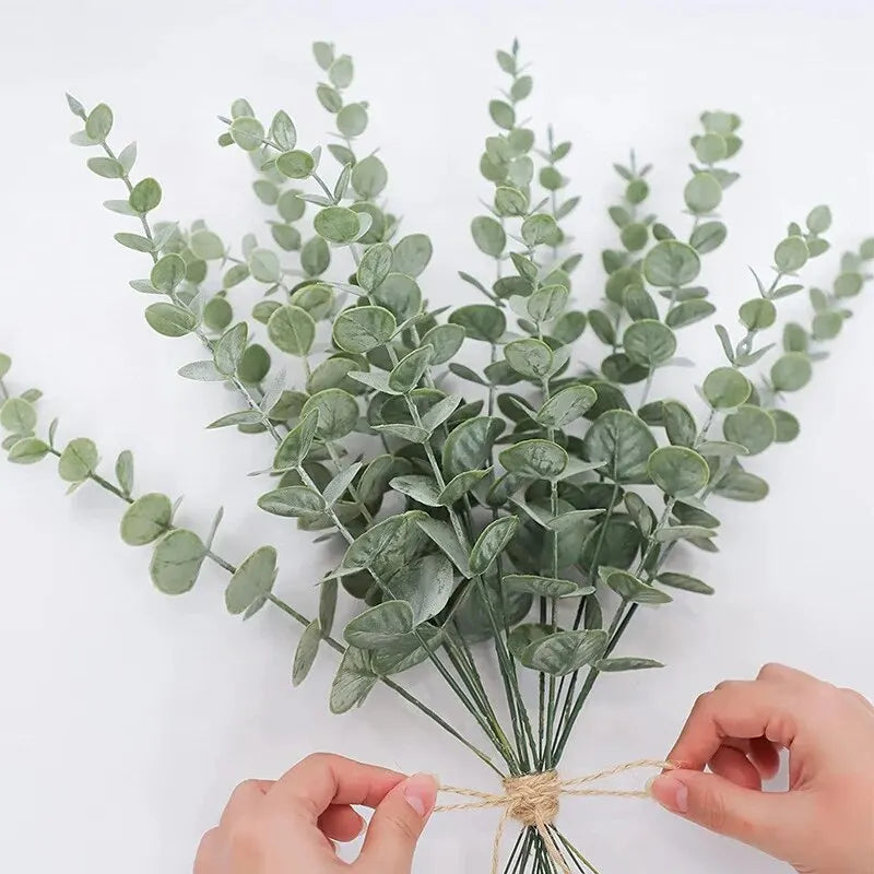 10pcs Artificial Eucalyptus Stems – Realistic Faux Greenery for Bouquets, Wedding Centerpieces, Home & Holiday Décor